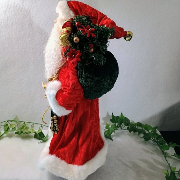 EUC: Vintage Santa Claus approx 17 in Red & Green Hand Porcelain Collectible - Picture 8 of 9